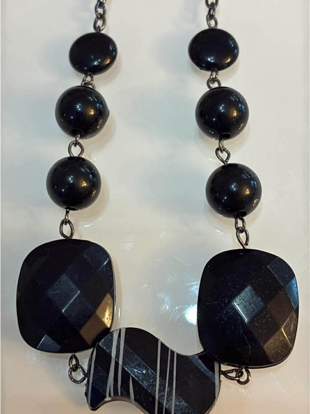 Black Beaded Statement Necklace - Women Jewelry